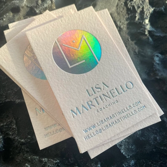 Pink Cotton Holographic Foil Business Cards