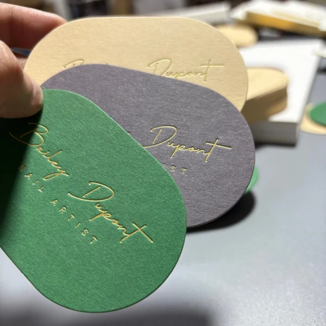 Oval Gold Foil Business Cards