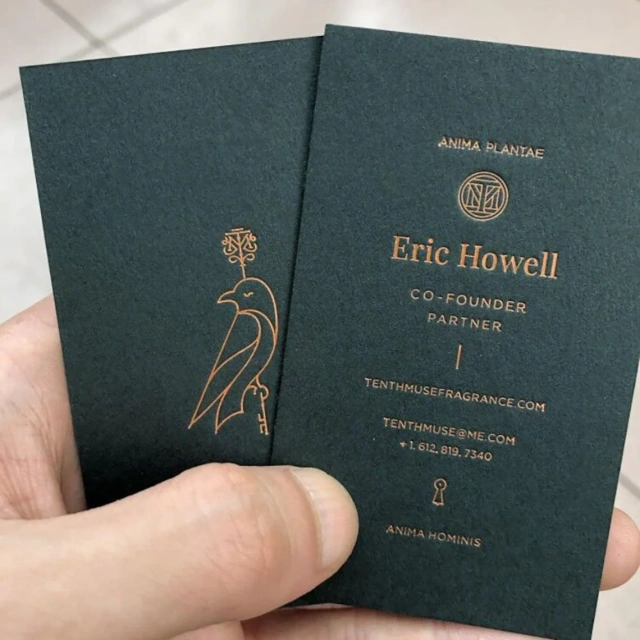 Dark Emerald Green Gold Foil Business Cards