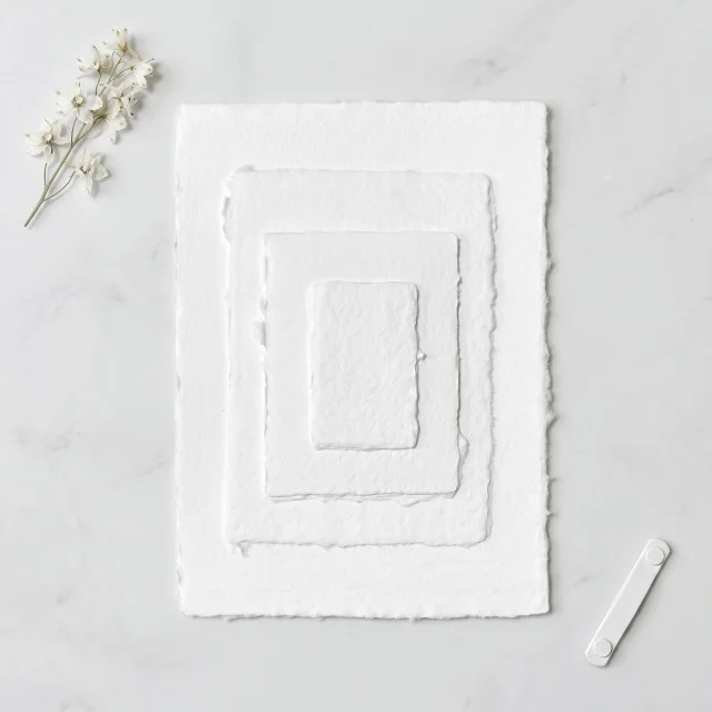 White - Deckle Edge Handmade Cotton Rag Paper