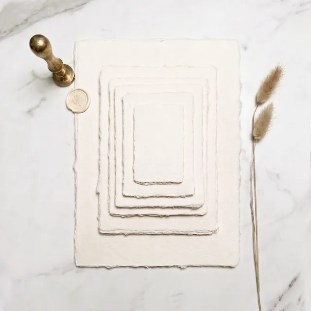 Ivory - Deckle Edge Handmade Cotton Rag Paper