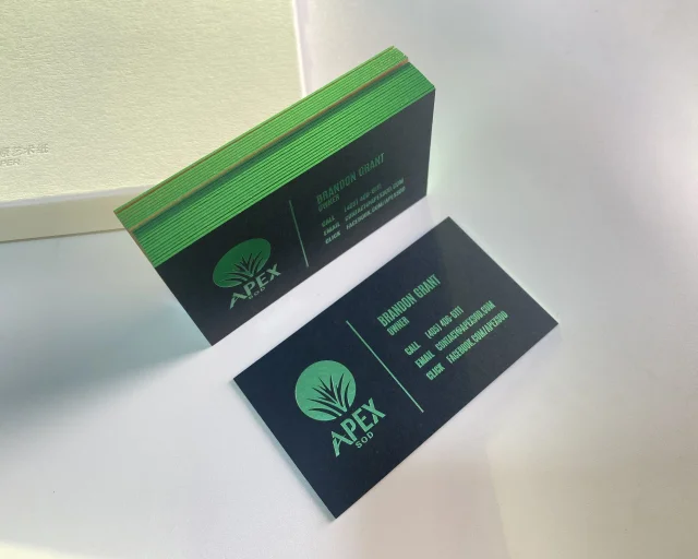 Green Foil Edge Business Cards